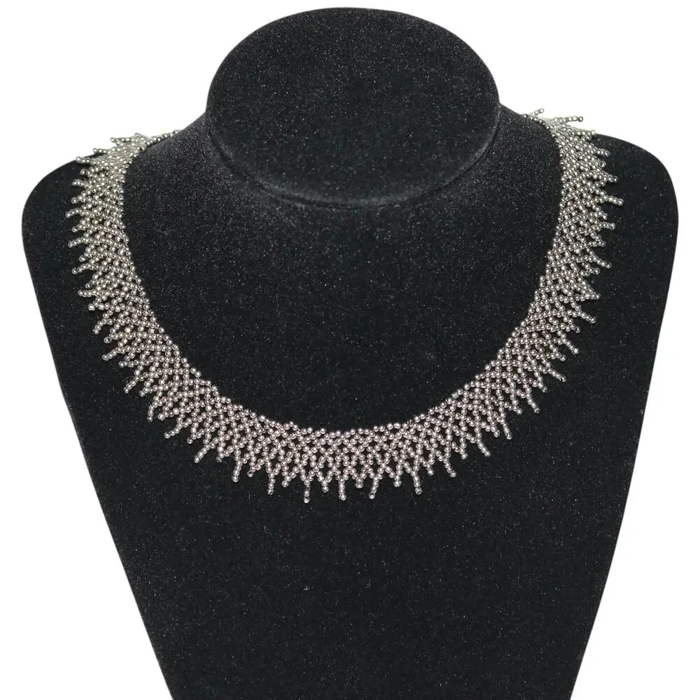 Handmade Turkish Silver Fine Beaded Necklace